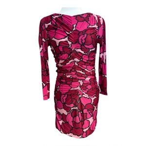 💗 Marc Jacobs Pink Floral Print Bodycon Dress Long Sleeve Bateau Neck Size 4 NWT